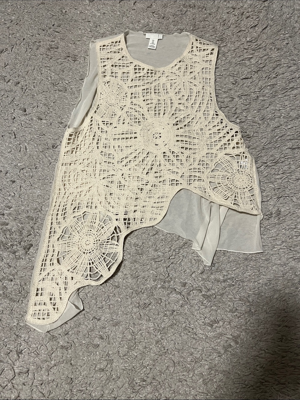 H&M Cream Crochet Overlay Asymmetric Camisole